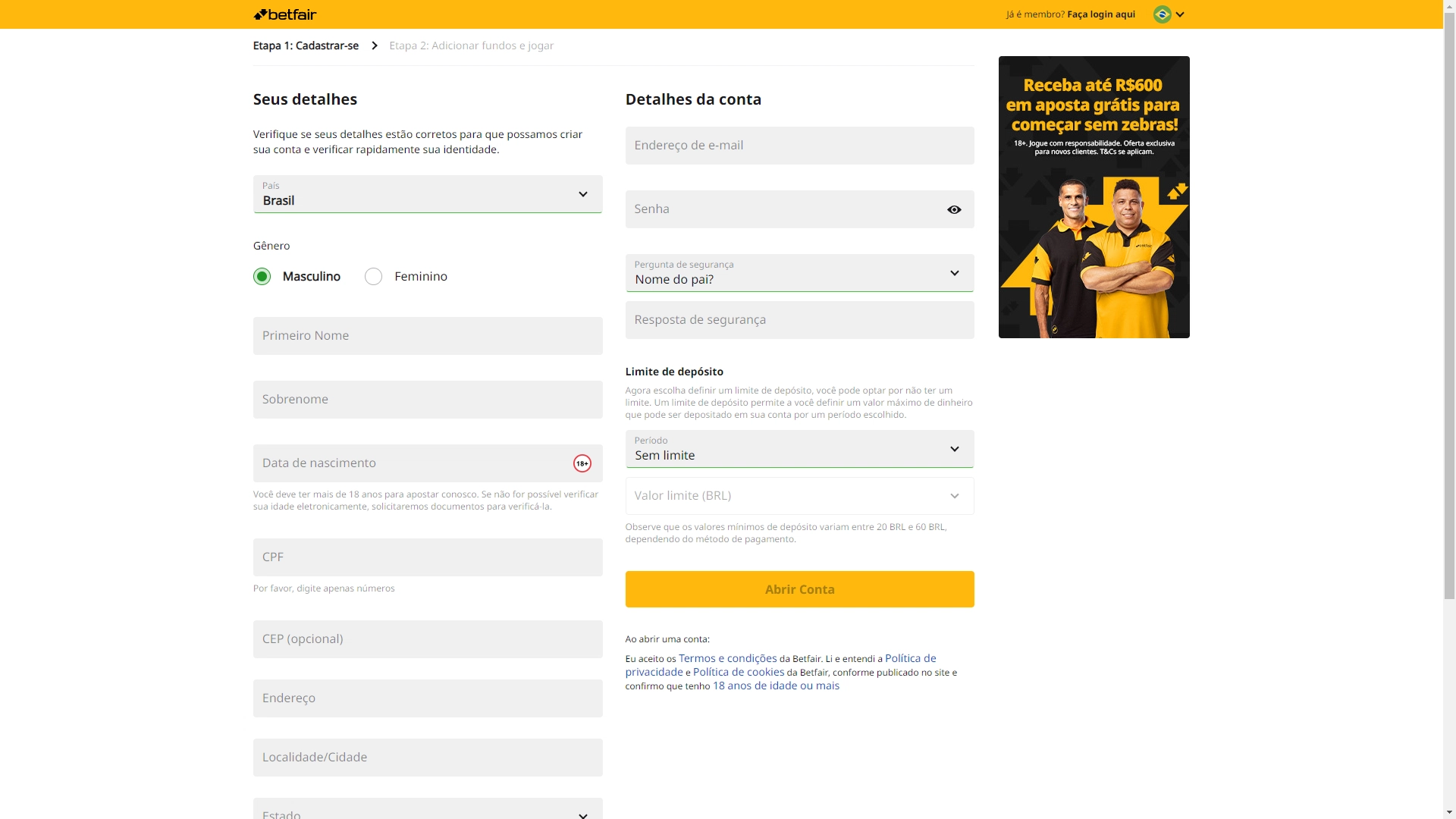 Betfair Código Promocional