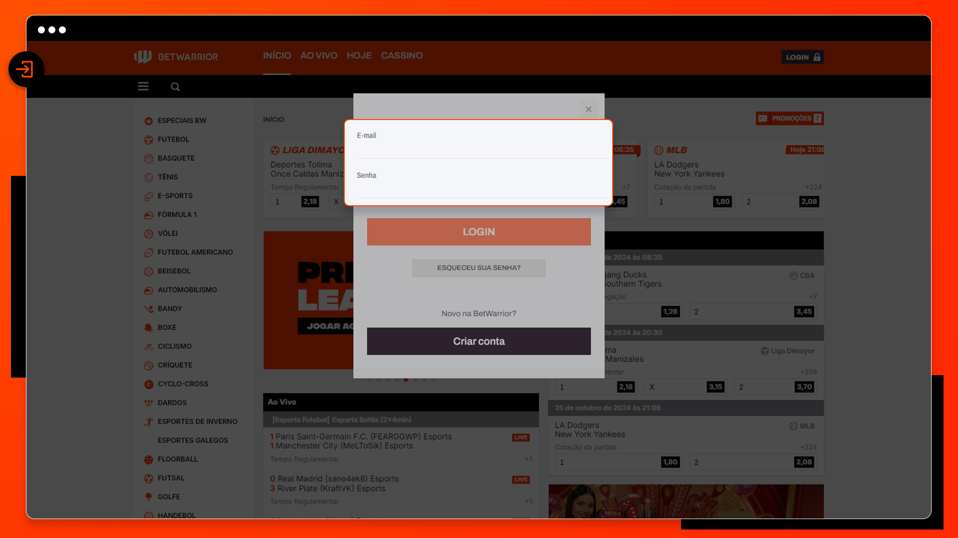 BetWarrior Login