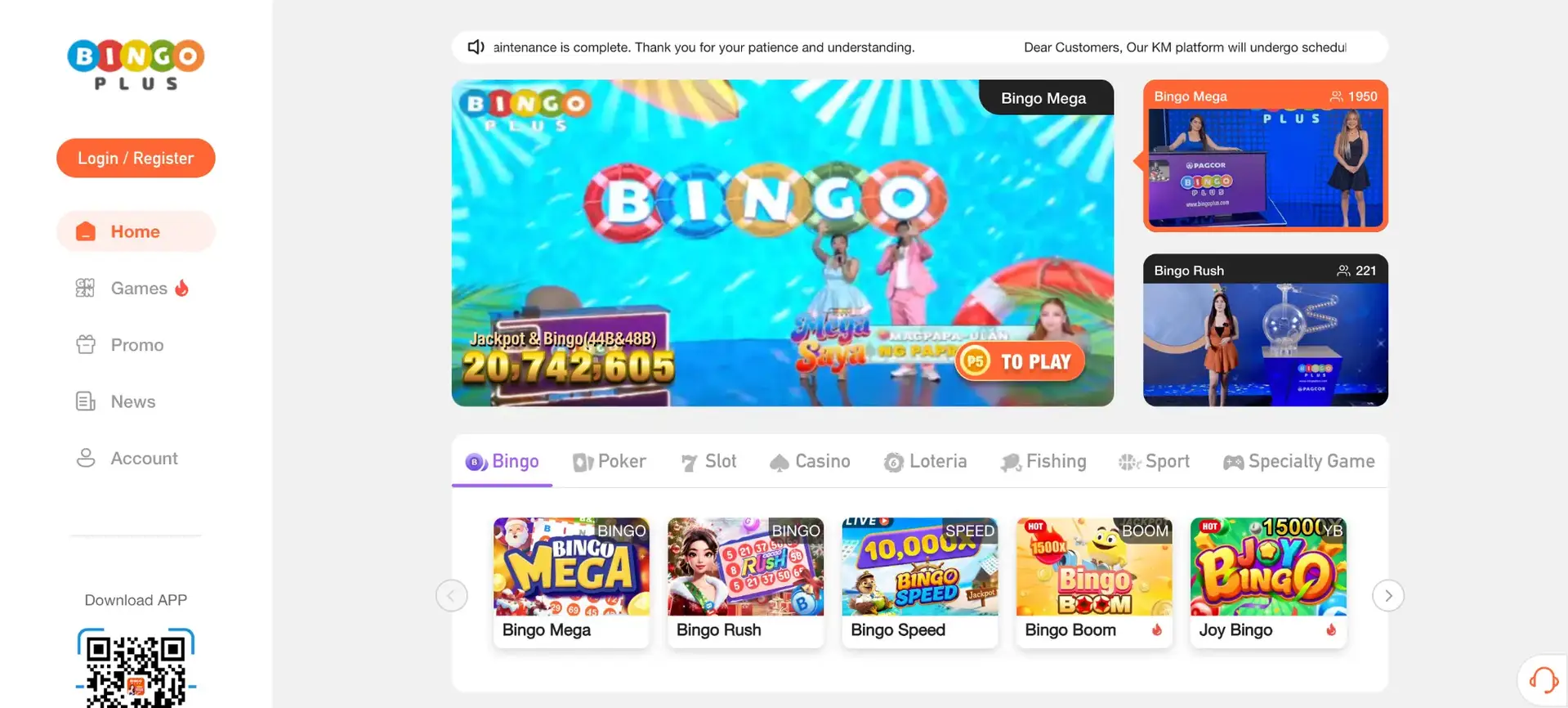 BingoPlus Login